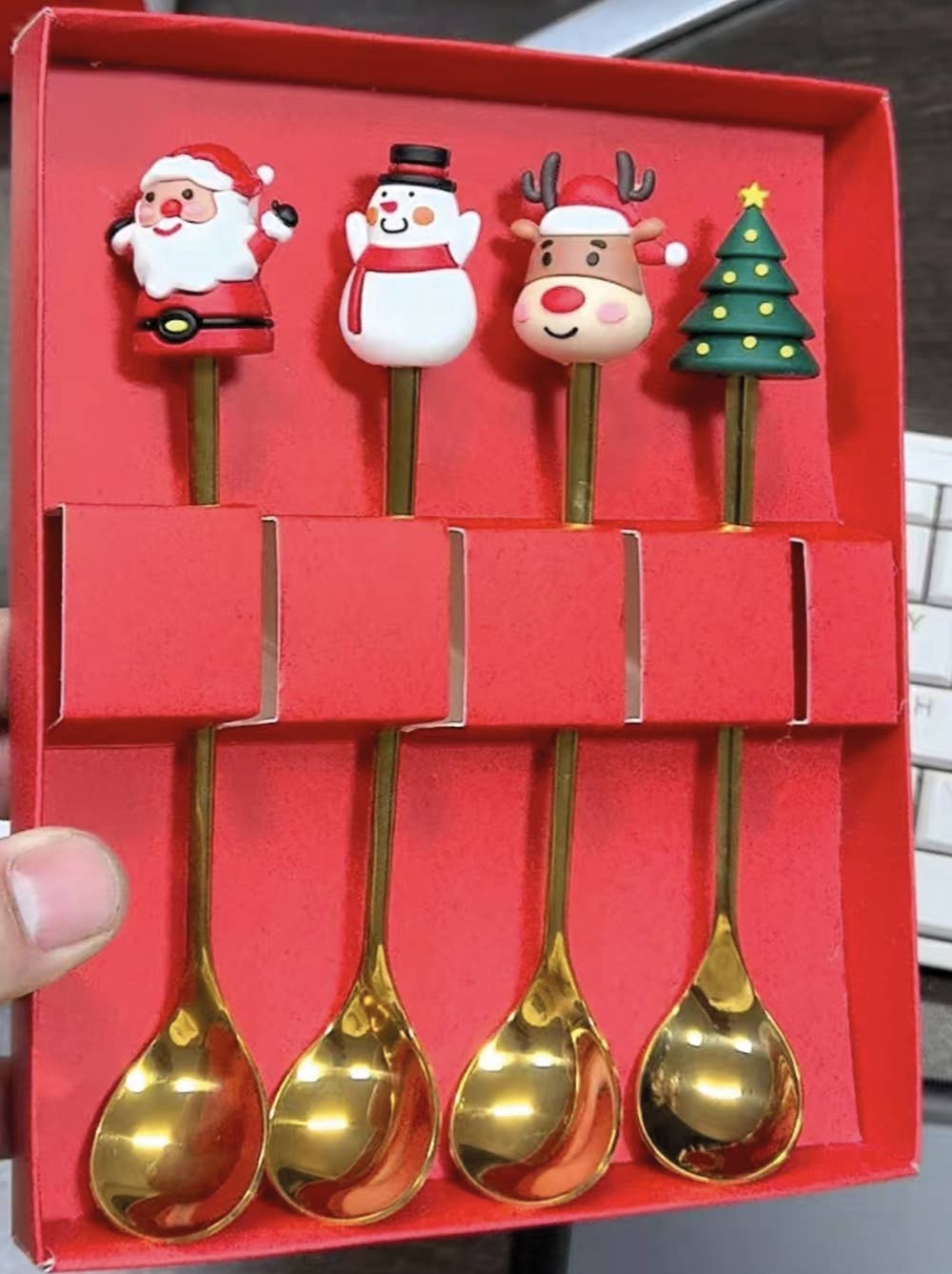 XMAS SET4 SPOONS WITH PVC DECORATION