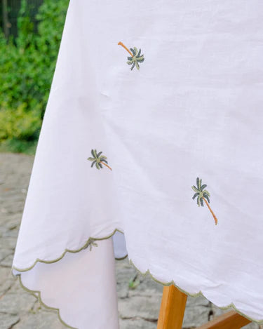 Embroidered Tablecloth with Palm Trees
