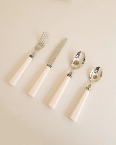 White Octagonal Handle Cutlery Set (24 pieces)