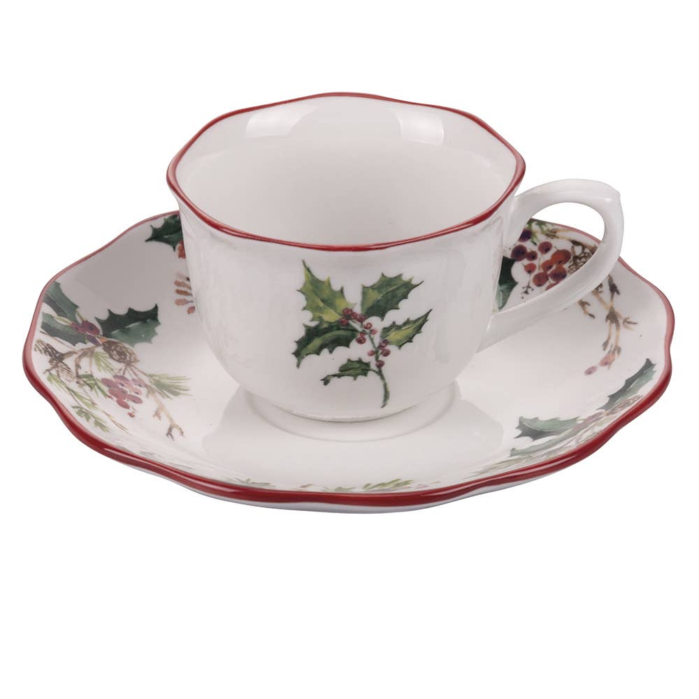 VINTAGE XMAS SET 2 CUPS 100ML WITH SAUCER
