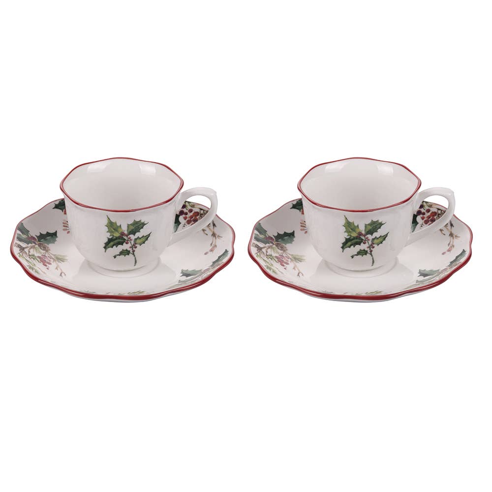 VINTAGE XMAS SET 2 CUPS 100ML WITH SAUCER