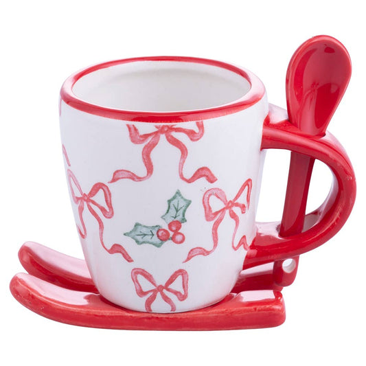 XMAS FIOCCHI COFFEE CUP SLEIGH/SPOON 3 ASSORTED