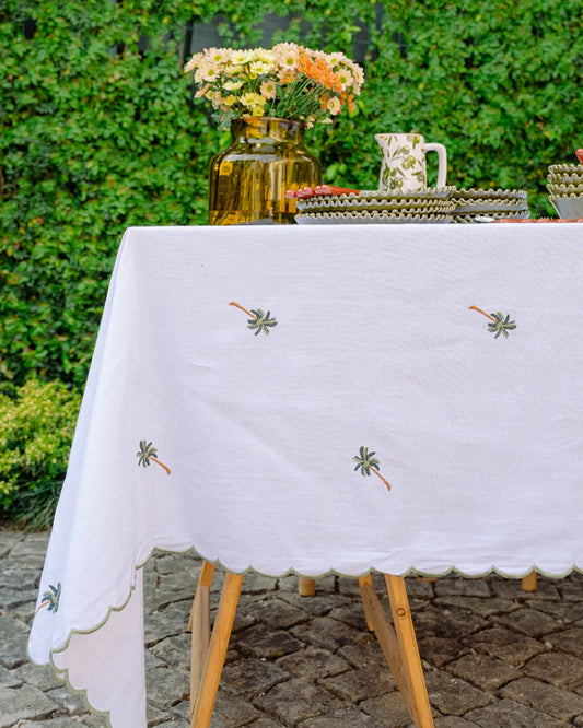 Embroidered Tablecloth with Palm Trees