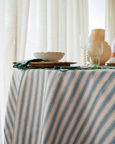 White Tablecloth Embroidered with Sea Motifs