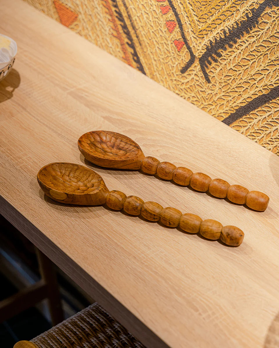 Cinque Salad Cutlery Set, in Dark Wood