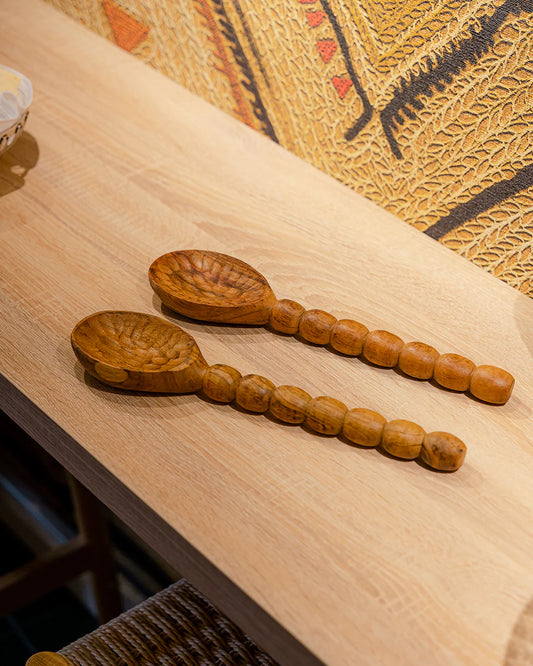 Cinque Salad Cutlery Set, in Dark Wood