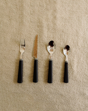 Black Octagonal Handle Cutlery Set (24 Pieces)