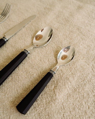 Black Octagonal Handle Cutlery Set (24 Pieces)