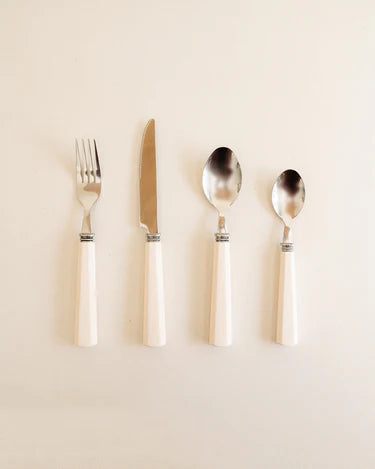 White Octagonal Handle Cutlery Set (24 pieces)