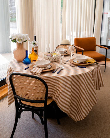 Atlantic Beige Printed Tablecloth in 100% Cotton