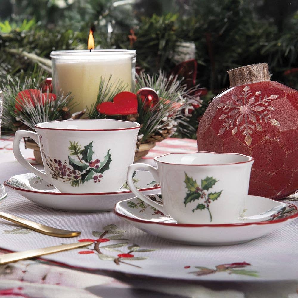 VINTAGE XMAS SET 2 CUPS 100ML WITH SAUCER