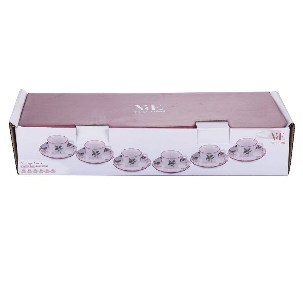 VINTAGE XMAS SET 2 CUPS 100ML WITH SAUCER